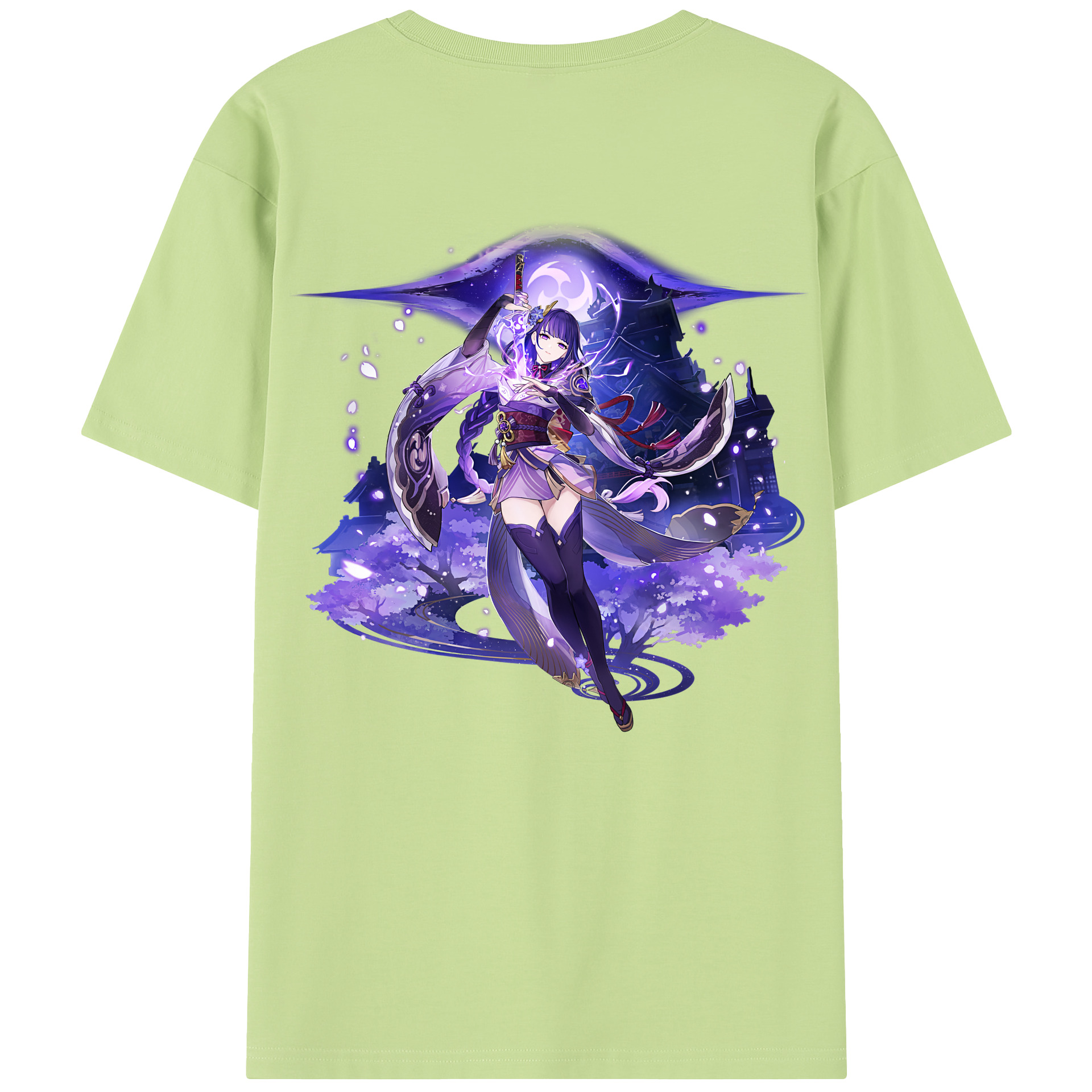 げんし神 雷電将軍 らいでんしょうぐん genshin Raiden Shogun 綿100％半袖Tシャツ（背面プリント）